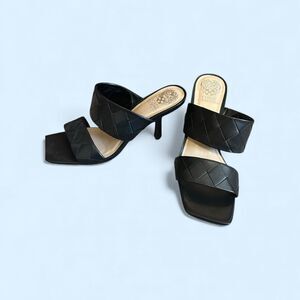 Vince Camuto Black Leather Heeled Mules